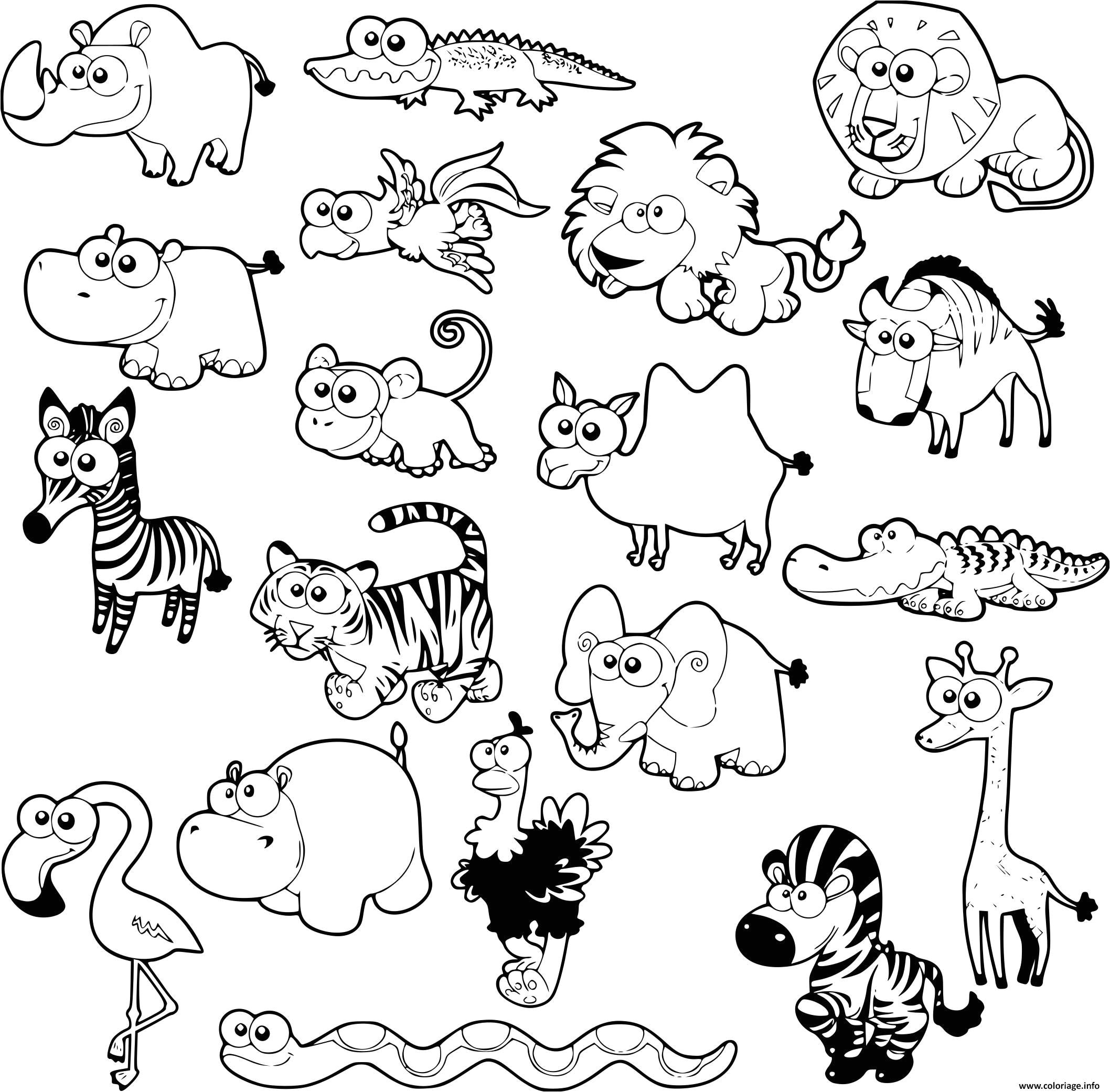 Coloriage De Animaux De La Savane Coloriage Kawaii Animaux De La Savane à Imprimer