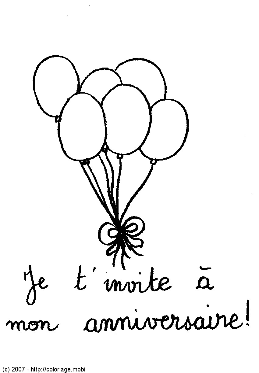 Coloriage De Ballon D Anniversaire Coloriage Invitation Anniversaire Ballons
