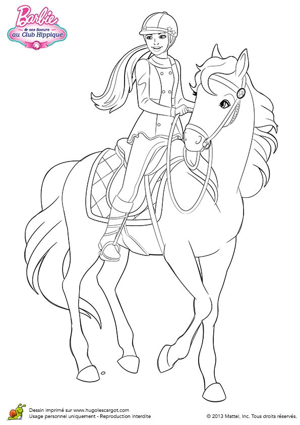 Coloriage De Barbie Cheval Coloriage Stacie A Cheval Sur Hugolescargot