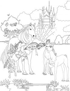 Coloriage De Bella Sara à Imprimer Coloriages Bella Sara La Lecture Du Livre Fr Hellokids