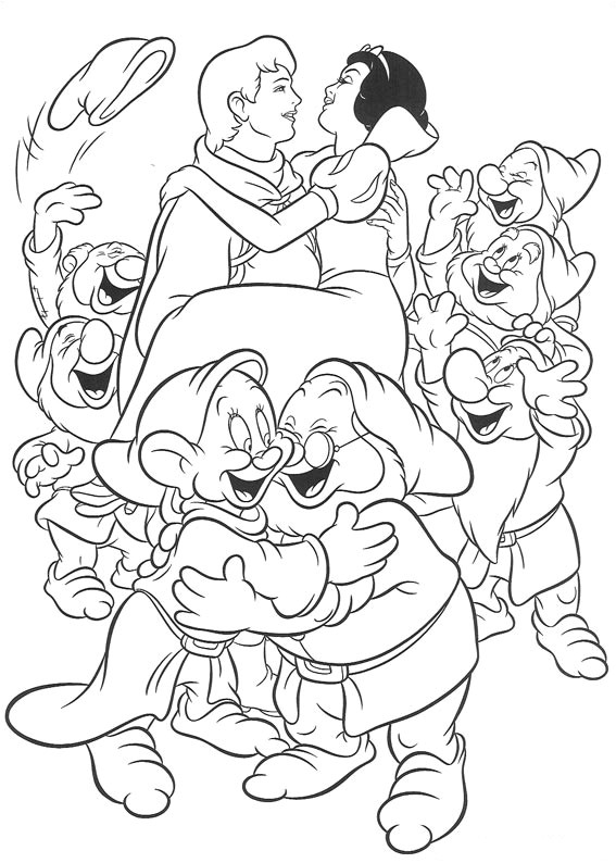 Coloriage De Blanche Neige Et Les 7 Nains Coloriage A Imprimer Blanche Neige Avec son Prince Et Les
