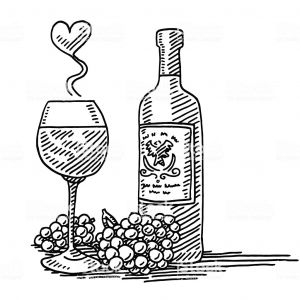 Coloriage De Bouteille De Vin Red Wine Glass Bottle Grapes Love Drawing Stock