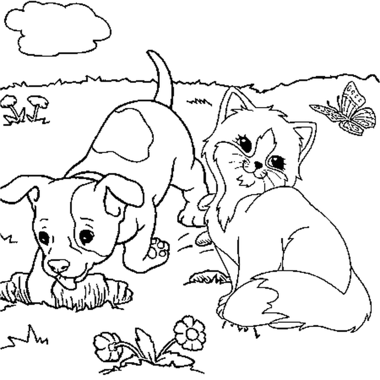 Coloriage De Chatons Gratuit Coloriage Chien Et Chat Imprimer Intended for Chien
