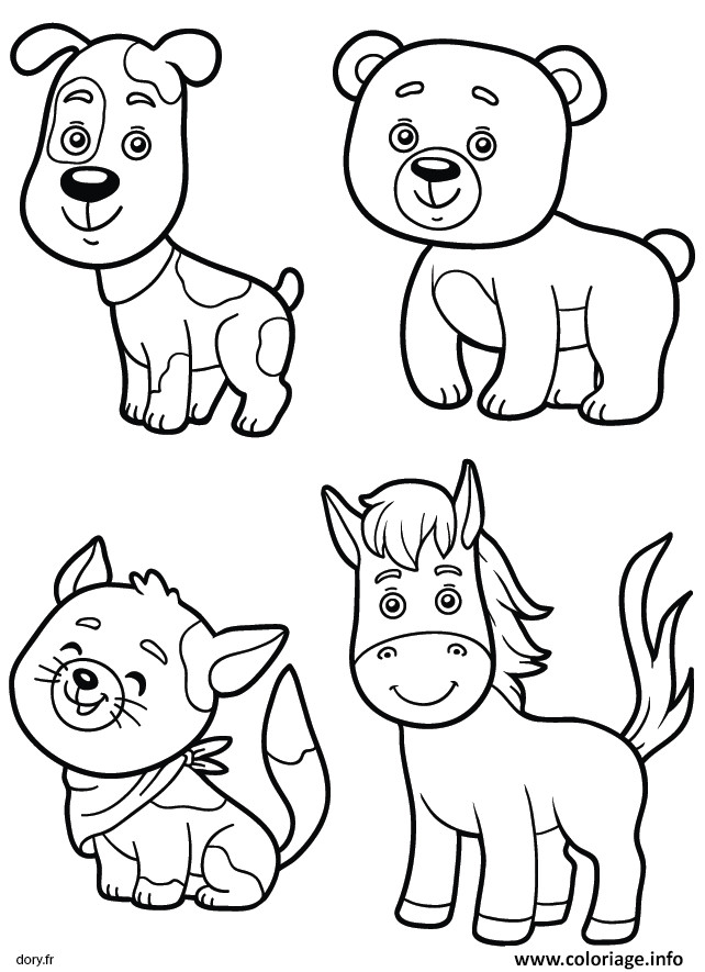 Coloriage De Chien Et De Chat A Imprimer Coloriage Chien Ours Cheval Chat Animaux Jecolorie