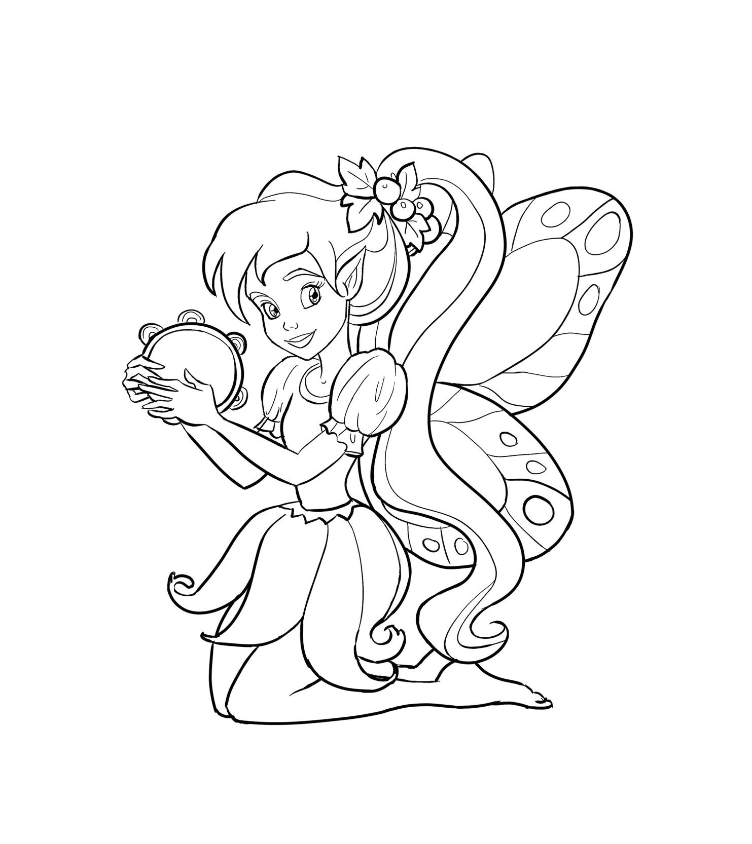 Coloriage De Fées Gratuit Coloriage Fée Musicienne à Imprimer