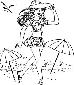 Coloriage De Fille à Imprimer Coloriage Fille à La Plage En Vacances A Imprimer