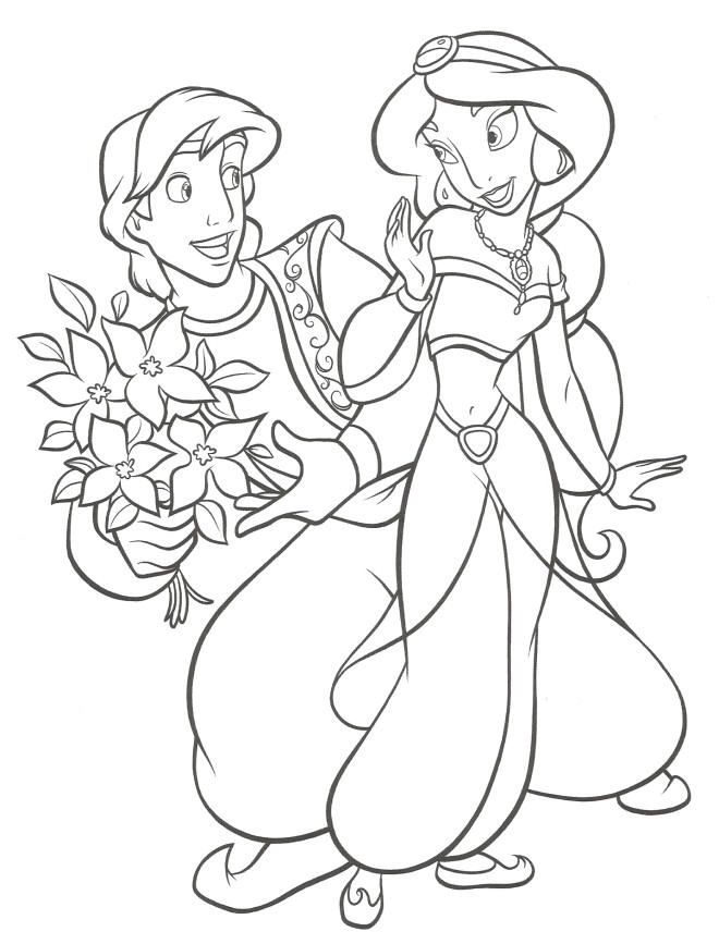 Coloriage De Jasmine Gratuit Coloriage Aladdin Fleurs Pour Jasmine Dessin Gratuit à