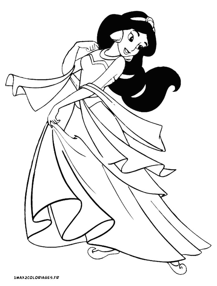 Coloriage De Jasmine Gratuit Coloriage De Jasmine Et Aladin