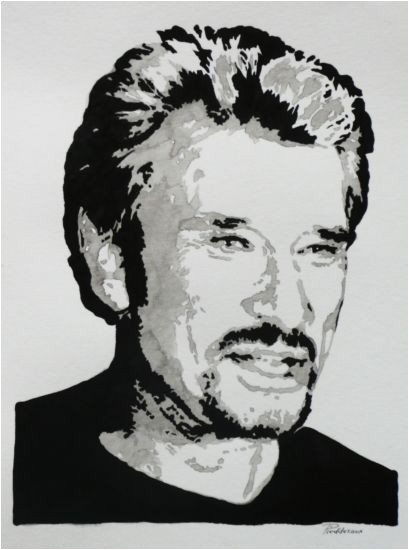 Coloriage De Johnny Hallyday Johnny Hallyday Manvale Dessins Portraits   Partir De Photos