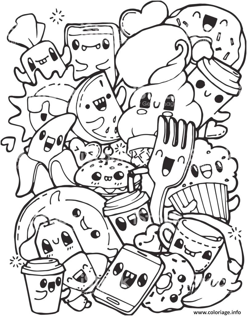 Coloriage De L Alphabet à Imprimer Coloriage Kawaii Nourriture 15 Dessins Imprimer Avec