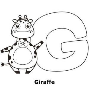 Coloriage De L Alphabet Avec Des Animaux Alphabet   Colorier Pour Enfants G Avec La Girafe