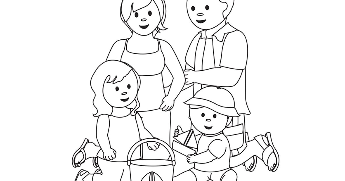 Coloriage De La Famille Dessin D Une Famille à La Plage Activités Coloriage Et
