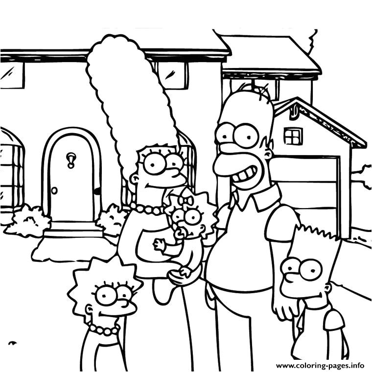 Coloriage De La Famille Simpson En Famille Coloring Pages Printable