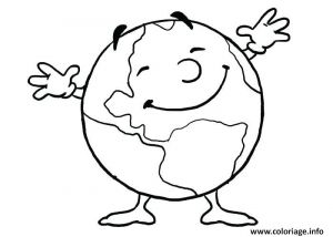 Coloriage De La Planète Terre Coloriage La Planete Terre Heureuse Journee De La Terre