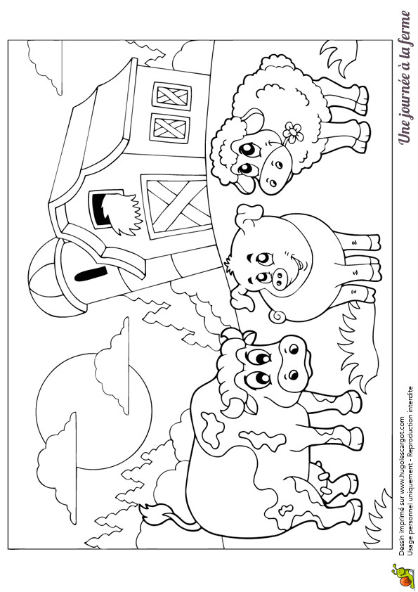 Coloriage De La Schtroumpfette A Colorier Les Animaux De La Ferme Devant La Grange Le