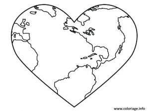 Coloriage De La Terre Coloriage La Terre En forme De Coeur Pour La Journee De La