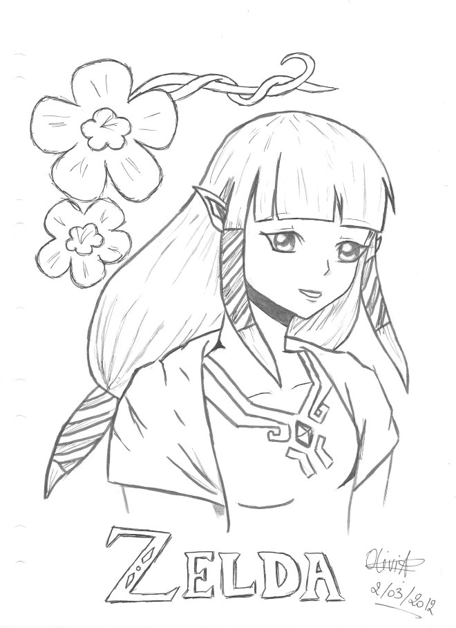 Coloriage De Link Et Zelda Fanart De Zelda Syward Sword Dessin De Kumichan Posté