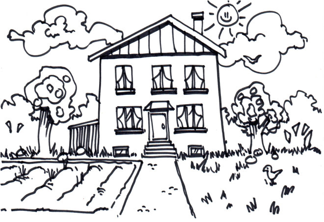 Coloriage De Maison Avec Jardin Coloriage Maison Avec Jardin Au Crayon Dessin Gratuit à