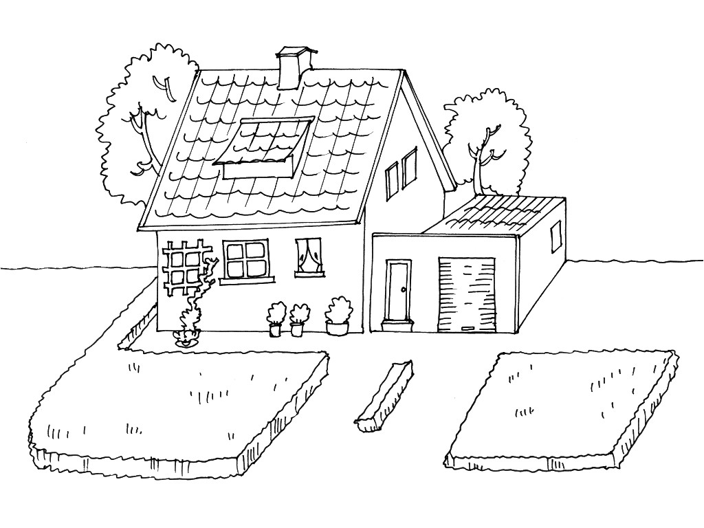 Coloriage De Maison Avec Jardin Dessin Maison Basque