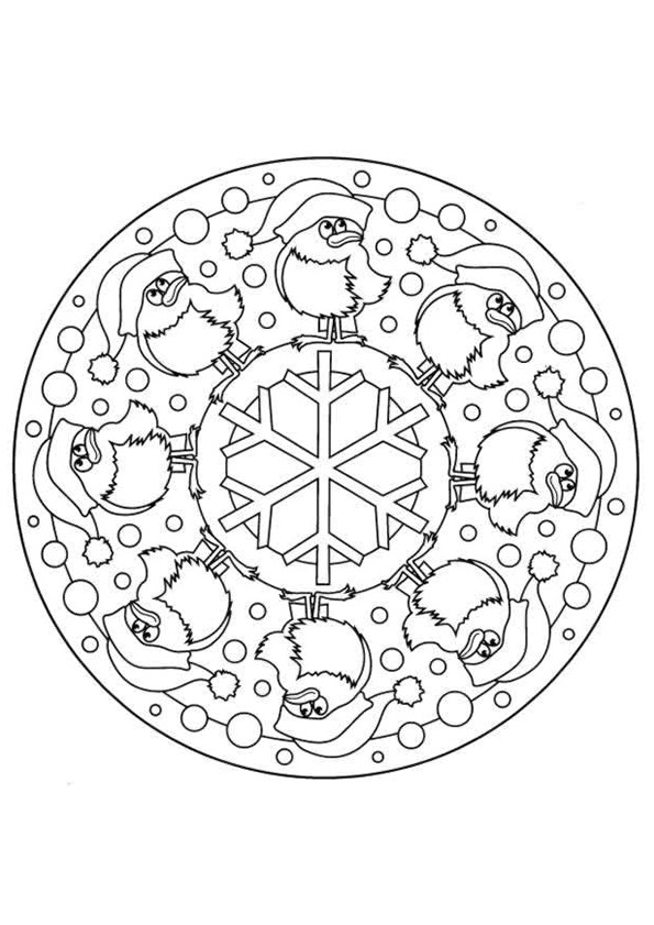 Coloriage De Mandala Difficile Sur Hugo L Escargot Un Dr´le De Mandala Posé D Oiseaux Et De Flocon De Neige