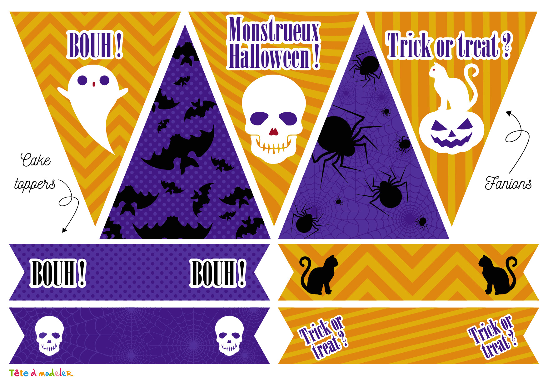 Coloriage De Masque D Halloween A Imprimer Gratuit Fanions Et Cake toppers D Halloween