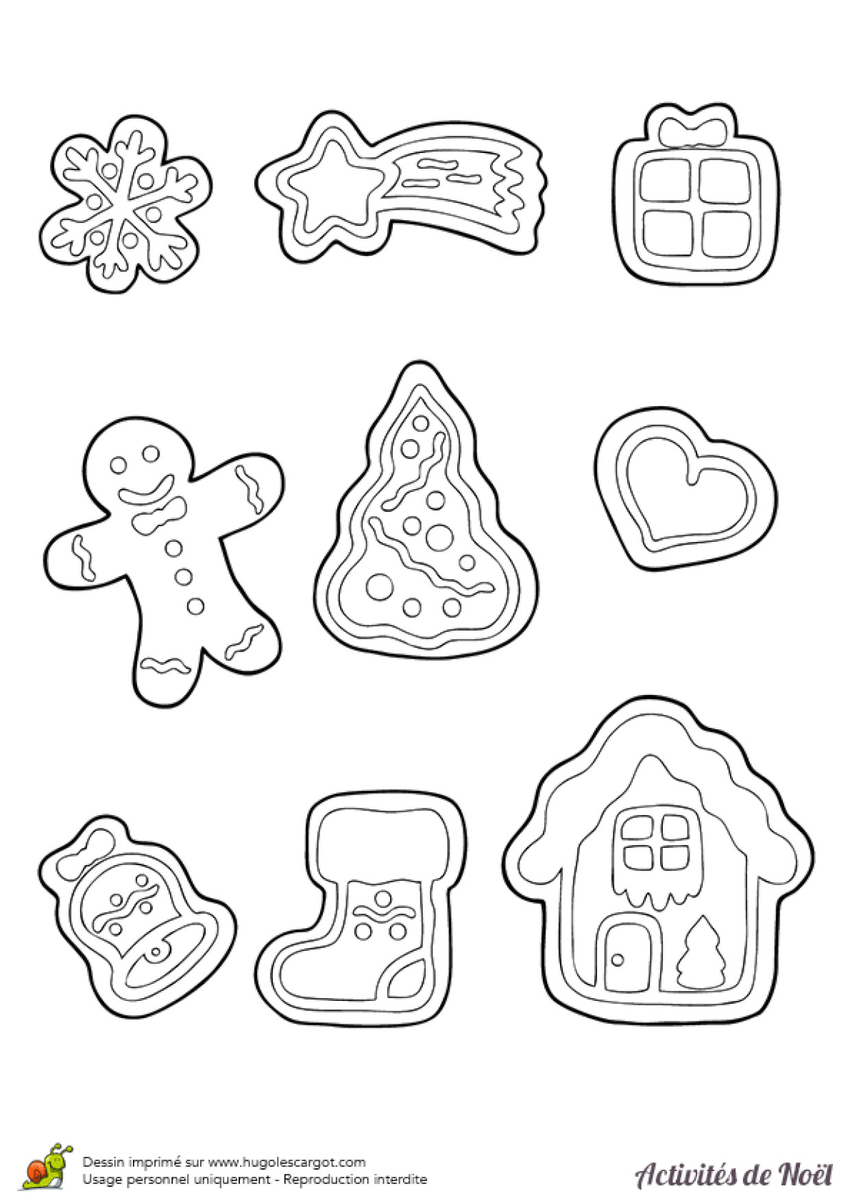 Coloriage De Noel A Imprimer Hugo L Escargot Coloriage Et Activité Biscuits De No L