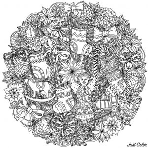 Coloriage De Noel à Imprimer Pour Adulte Couronne De Noel Noël Coloriages Difficiles Pour Adultes