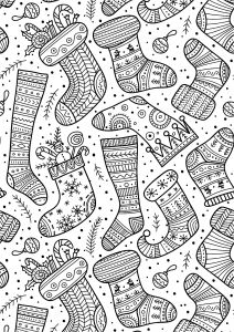 Coloriage De Noel Adulte A Imprimer Jolies Chaussettes De Noël Noël Coloriages Difficiles