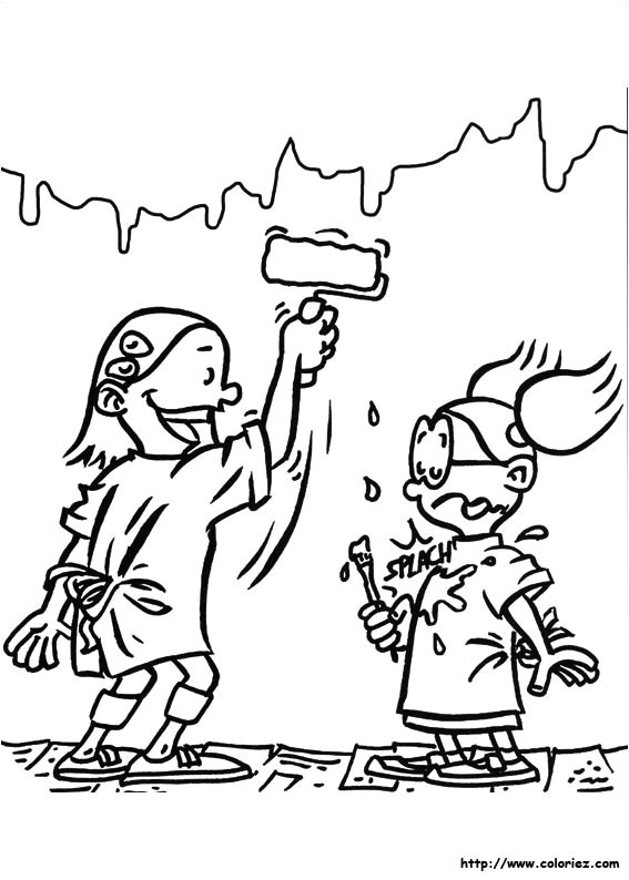 Coloriage De Peinture Gratuit Coloriage Filles Peintres Dessin Gratuit à Imprimer