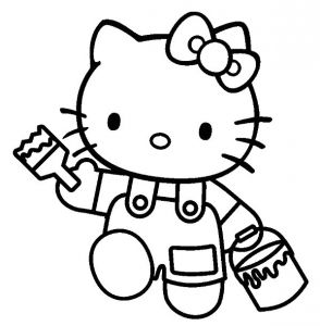 Coloriage De Peinture Gratuit Coloriage Hello Kitty Et La Peinture Dessin Gratuit à Imprimer
