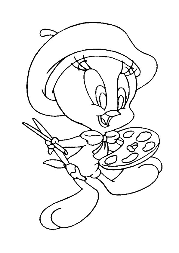 Coloriage De Peinture Gratuit Coloriage Tweety Peintre Dessin Gratuit à Imprimer