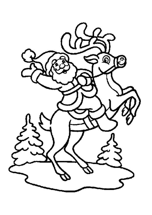 Coloriage De Pere Noel Avec Ses Rennes 18 Dessins De Coloriage De Père Noël Et Ses Rennes à Imprimer