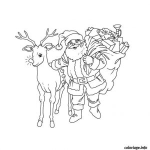 Coloriage De Pere Noel Avec Ses Rennes Coloriage Pere Noel Avec Ses Rennes Dessin