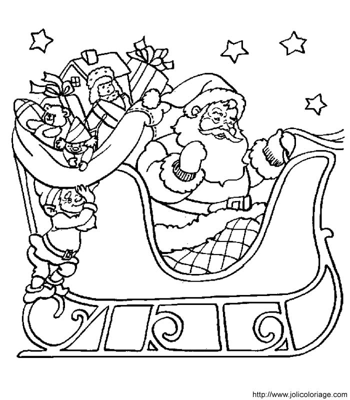 Coloriage De Pere Noel Avec Ses Rennes Coloriage Pere Noel Avec Ses Rennes