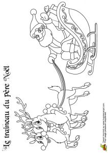 Coloriage De Pere Noel Avec Ses Rennes Le Père Noël Sur son Traîneau à Colorier