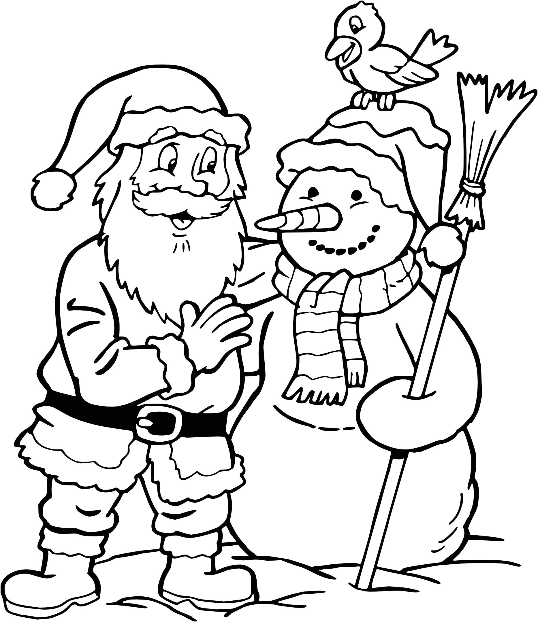 Coloriage De Pere Noel Gratuit Coloriage Pere Noel Et Bonhomme De Neige En 2020
