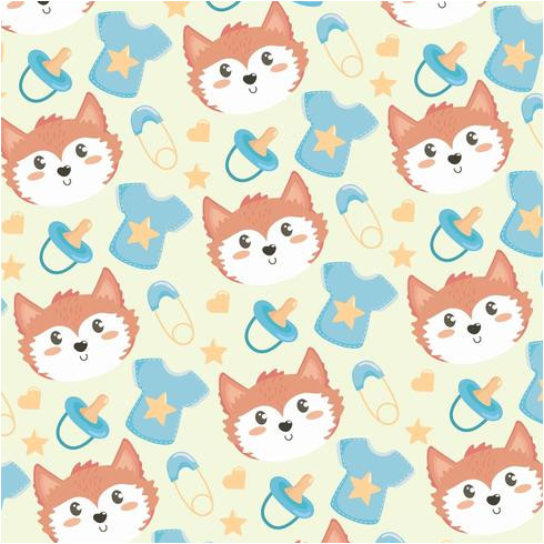 Coloriage De Petit Bébé Renard Mod¨le Sans Couture Bébé Avec Tétine Et épingle  