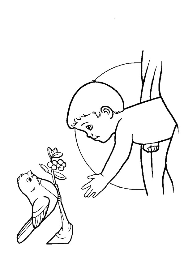 Coloriage De Petit Oiseau Coloriage D Un Adorable Bébé Cherchant   attraper Un Petit