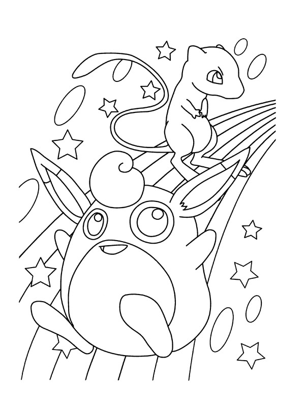Coloriage De Pokemon Mew Coloriage A Imprimer Pokemon Rondoudou Et Celepi Gratuit
