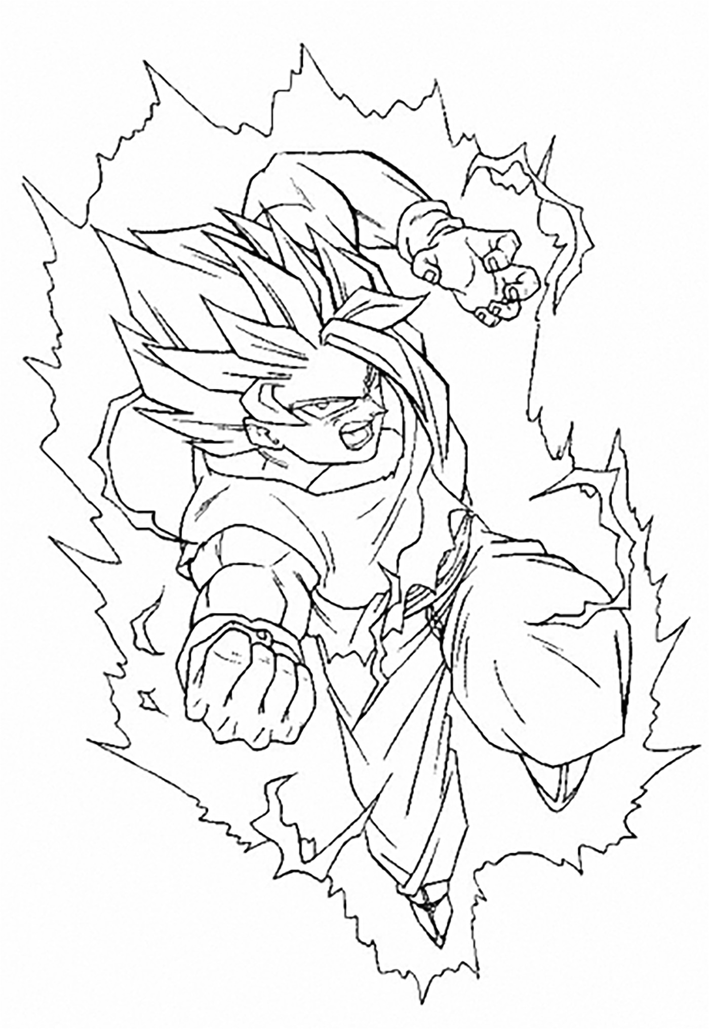 Coloriage De Sangoku Super Sayen Super Saiyan Dessin Facile Dragon Ball