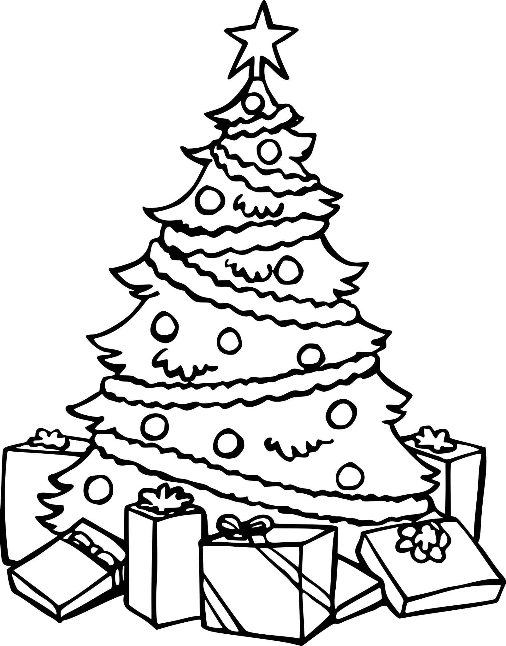 Coloriage De Sapin De Noel Dessin Sapin De Noel Avec Cadeaux Kbacha