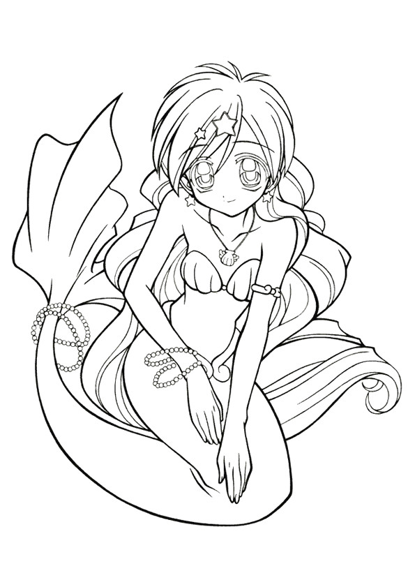 Coloriage De Sirene Manga Une Jolie Sirène Manga à Colorier