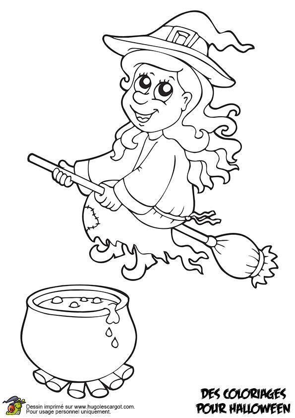 Coloriage De sorcière D Halloween Coloriage De La Douce sorcière Sur son Balai