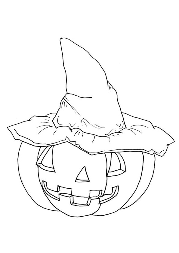 Coloriage De sorcière D Halloween Une Citrouille Avec Un Chapeau De sorcière Un Beau