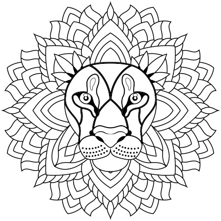Coloriage De Tete De Tigre Dessin Mandala Lion A Colorier