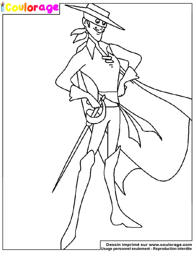 Coloriage De Zorro A Imprimer Gratuit Coulorage Dessin Et Coloriage De Zorro à Imprimer
