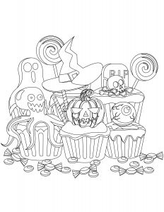 Coloriage Detente En Ligne Coloriage De Cupcake Halloween   Imprimer