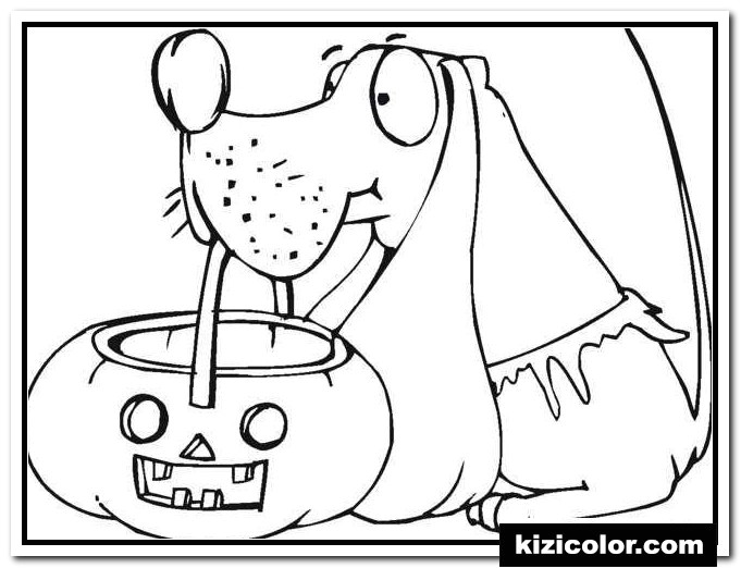 Coloriage Dora Halloween A Imprimer ð¨ Chien Detient Le Panier Citrouille Halloween 1 Des