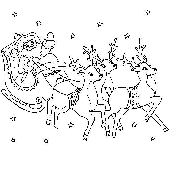 Coloriage Du Pere Noel Et Ses Rennes Coloriage Du Traineau Du Père Noël Et Des Rennes Dans Le