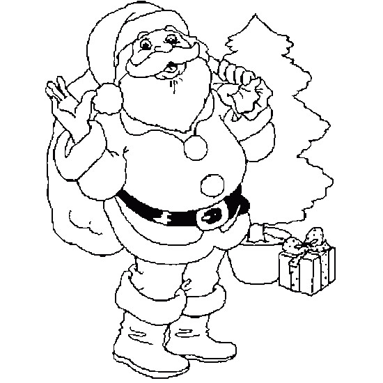 Coloriage Du Pere Noel Gratuit Dessin De Père Noël Et Des Cadeaux Coloriages De Noël à